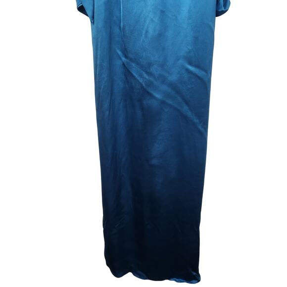 De La Vali Gin Ruched Maxi Dress in Blue Size UK 8 US 4 Long Sleeve Satin NWT - Picture 9 of 12